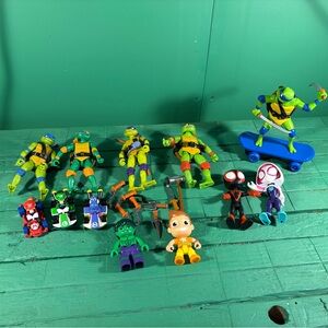 Mattel Mutant Teenage Ninja Turtles and Mario Cart Figures